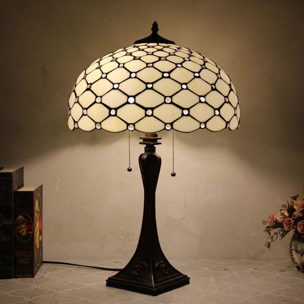 Tiffany Mediterranean Stained Glass Cone Pull Cord 2-Light Table Lamp - Image 7
