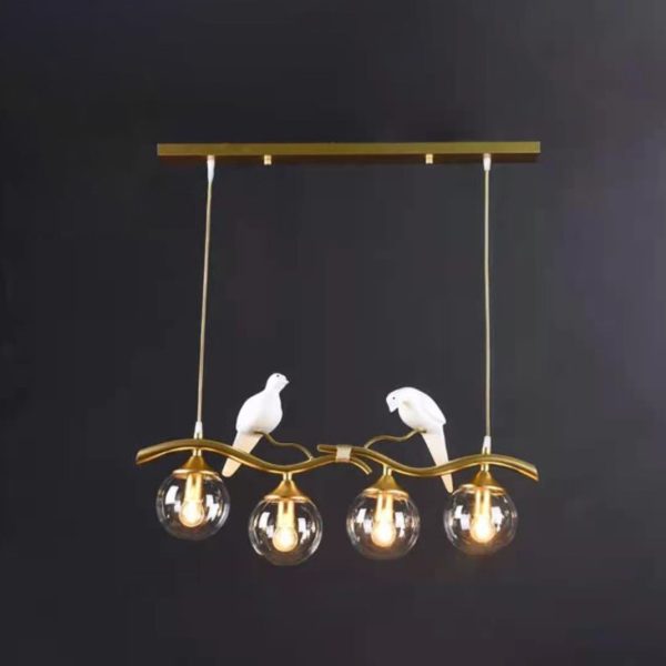 Contemporary Creative Resin Bird Glass Ball Shade 4-Light Island Light Chandelier For Living Room - Image 12