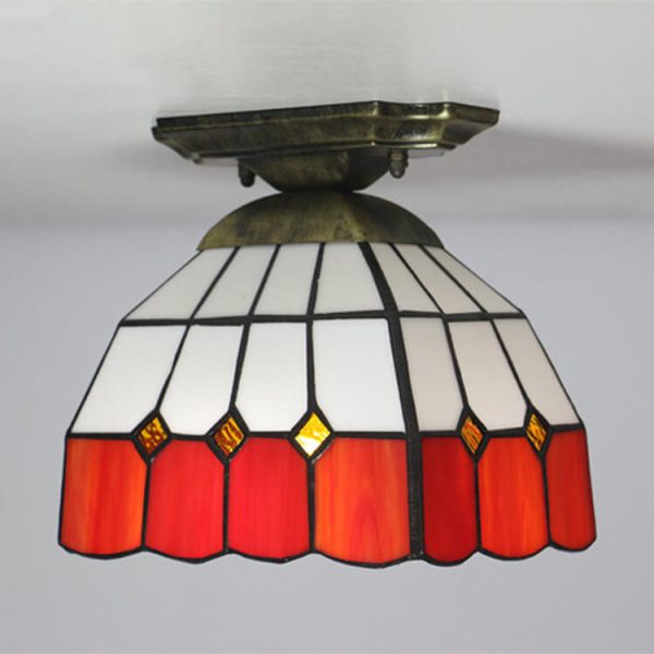 Tiffany Stained Glass Dome 1-Light Semi-Flush Mount Ceiling Light - Image 7