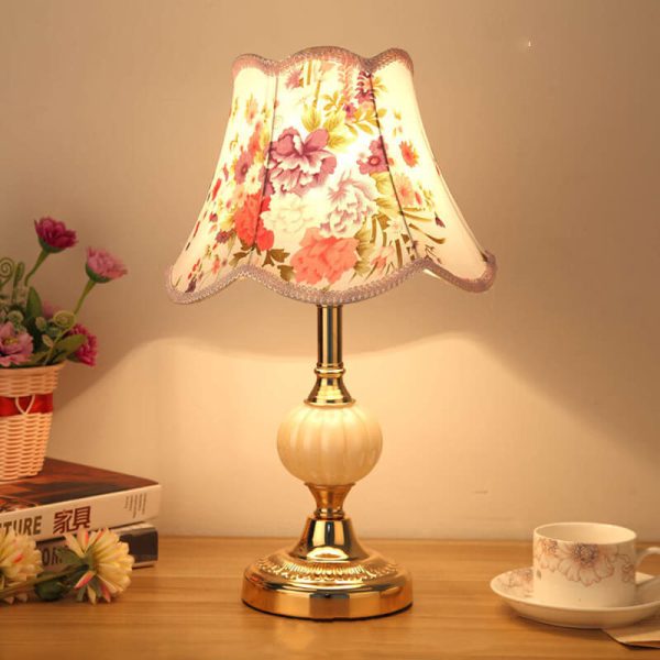Nordic Vintage Floral Glass Fabric 1-Light Table Lamp - Image 34