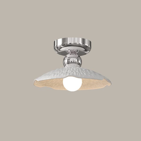 Modern Cream Round Lace Iron Ceramic 1-Light Semi-Flush Mount Ceiling Light - Image 22
