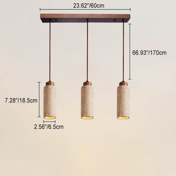 Japanese Wabi-sabi Solid Wood Stone 1/2/3-Light Island Light Chandelier - Image 9