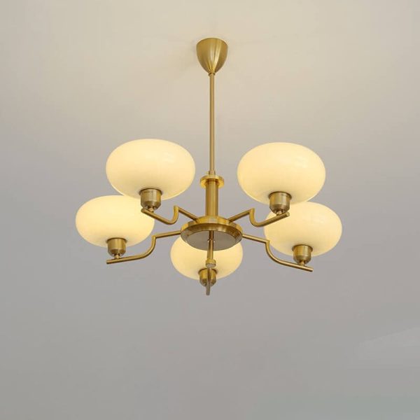 Nordic Vintage Milk White Glass Dome Chrome 3/5 Light Chandelier - Image 10