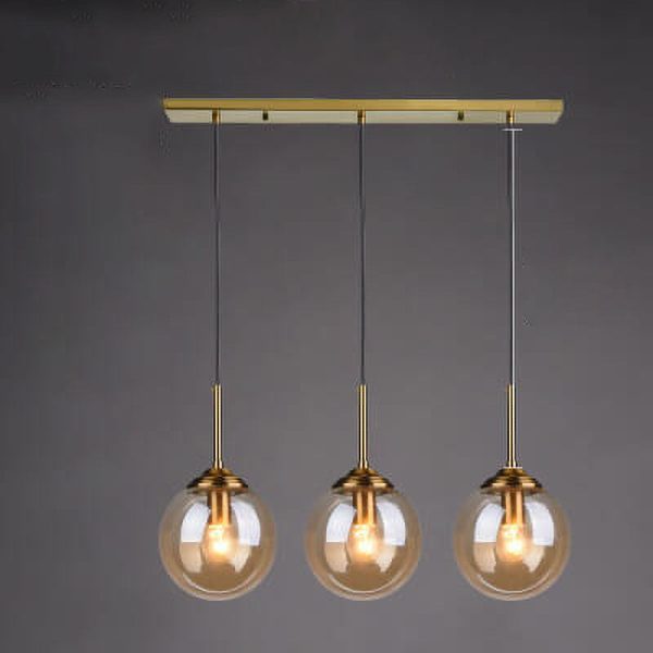Contemporary Nordic Copper Spherical Glass Shade 1/3/5-Light Island Light Chandelier For Dining Room - Image 22