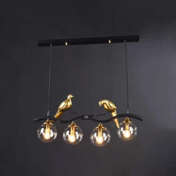 Contemporary Creative Resin Bird Glass Ball Shade 4-Light Island Light Chandelier For Living Room - Image 13