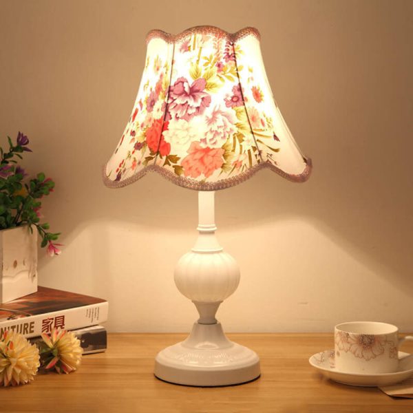 Nordic Vintage Floral Glass Fabric 1-Light Table Lamp - Image 35