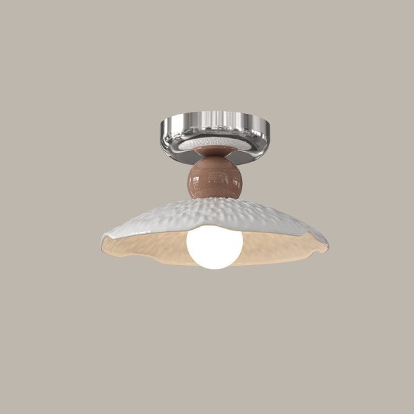 Modern Cream Round Lace Iron Ceramic 1-Light Semi-Flush Mount Ceiling Light - Image 23