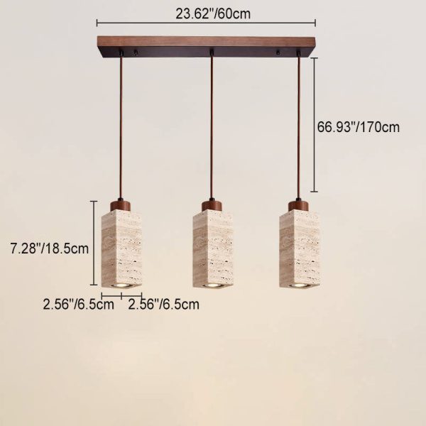 Japanese Wabi-sabi Solid Wood Stone 1/2/3-Light Island Light Chandelier - Image 11