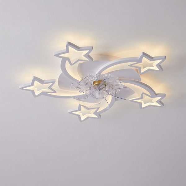 Scandinavian Modern Star Line Iron Acrylic Plastic LED Flush Mount Ceiling Fan Light - Image 8