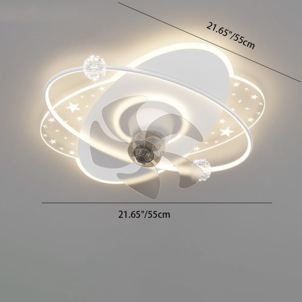 Contemporary Creative Iron Acrylic Round Square LED Semi-Flush Mount Ceiling Fan Light For Bedroom - Image 6