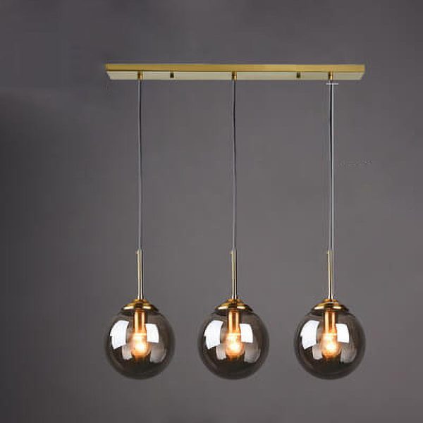 Contemporary Nordic Copper Spherical Glass Shade 1/3/5-Light Island Light Chandelier For Dining Room - Image 23