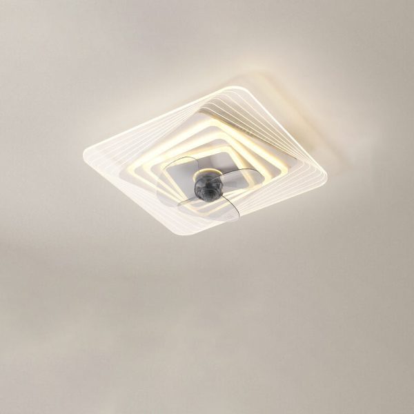 Modern Light Luxury Geometric Line Design LED Flush Mount Ceiling Fan Light - Image 7
