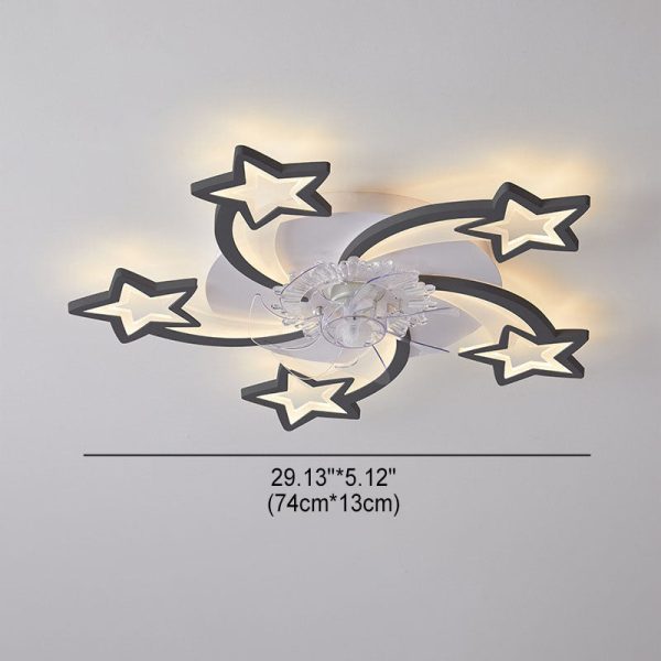 Scandinavian Modern Star Line Iron Acrylic Plastic LED Flush Mount Ceiling Fan Light - Image 6