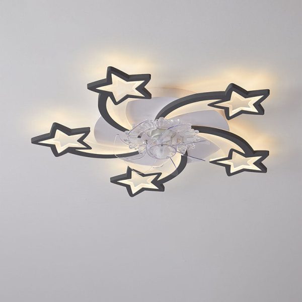 Scandinavian Modern Star Line Iron Acrylic Plastic LED Flush Mount Ceiling Fan Light - Image 3
