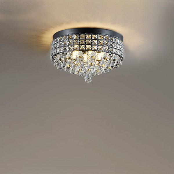 Modern Luxury Round Iron Crystal Beads 6/9-Light Flush Mount Ceiling Light For Living Room - Image 26