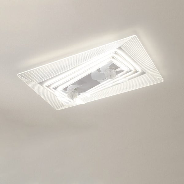 Modern Light Luxury Geometric Line Design LED Flush Mount Ceiling Fan Light - Image 8