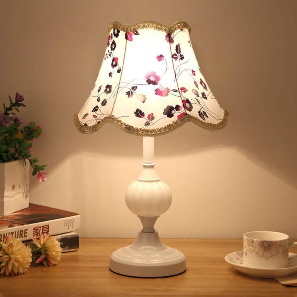 Nordic Vintage Floral Glass Fabric 1-Light Table Lamp - Image 38