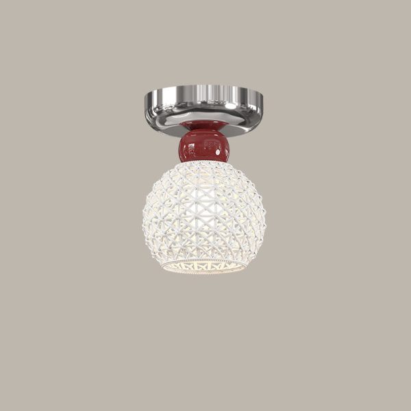 Modern Cream Round Lace Iron Ceramic 1-Light Semi-Flush Mount Ceiling Light - Image 27