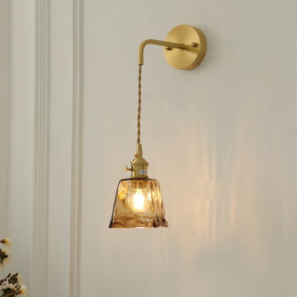 Modern Eclectic Amber Glass Geometric Jar 1-Light Wall Sconce Lamp For Living Room - Image 6