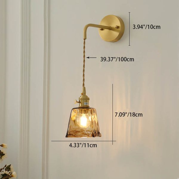 Modern Eclectic Amber Glass Geometric Jar 1-Light Wall Sconce Lamp For Living Room - Image 5