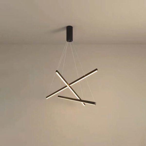 Nordic Light Luxury Iron Aluminum Geometric Line Combination LED Chandelier - Image 5
