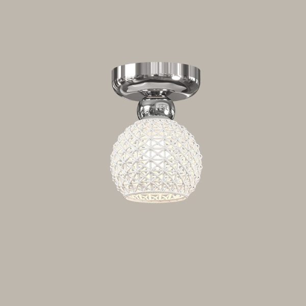 Modern Cream Round Lace Iron Ceramic 1-Light Semi-Flush Mount Ceiling Light - Image 28