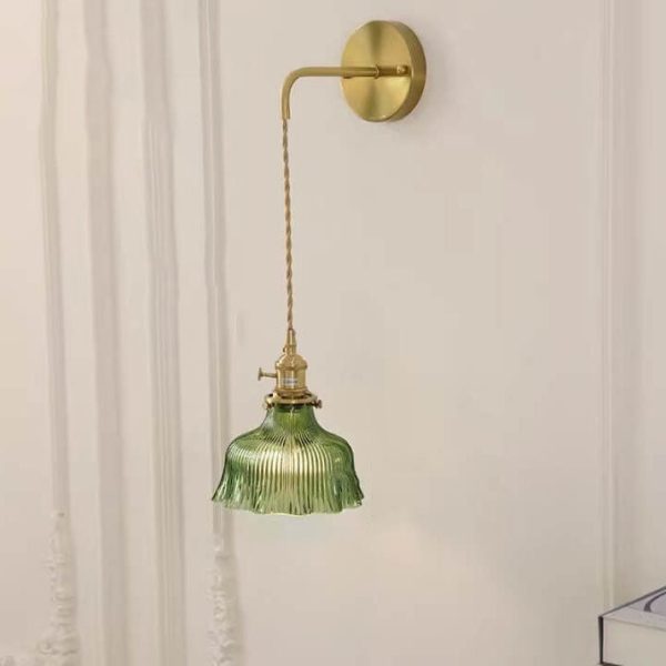 Nordic Modern Minimalist Flower Copper Glass 1-Light Wall Sconce Lamp - Image 7