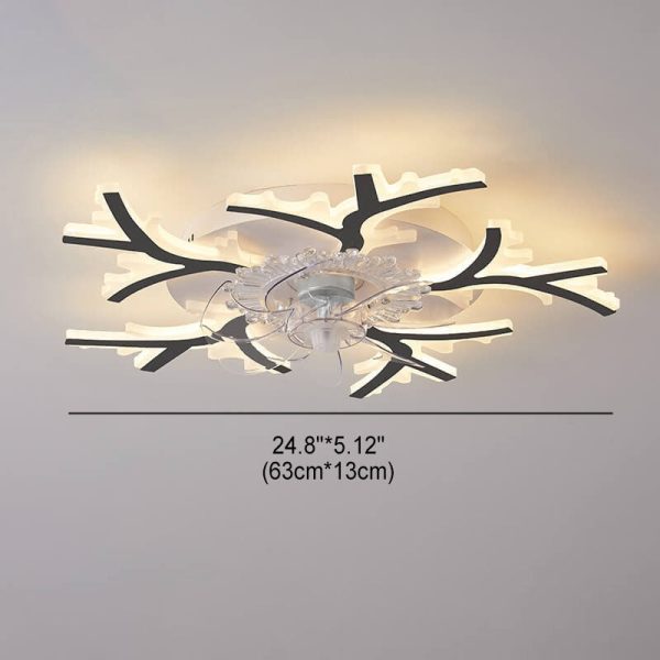 Scandinavian Modern Star Line Iron Acrylic Plastic LED Flush Mount Ceiling Fan Light - Image 5