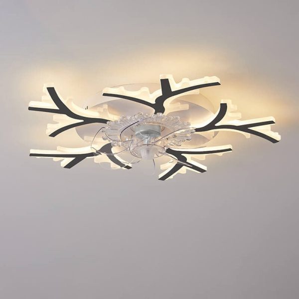 Scandinavian Modern Star Line Iron Acrylic Plastic LED Flush Mount Ceiling Fan Light - Image 10