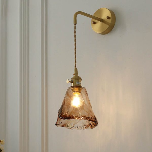 Modern Eclectic Amber Glass Geometric Jar 1-Light Wall Sconce Lamp For Living Room - Image 8