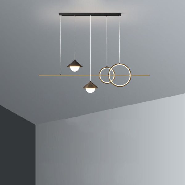 Modern Minimalist Strip Cone Circle Iron Acrylic LED Chandeliers Island Light For Dining Room - Image 22