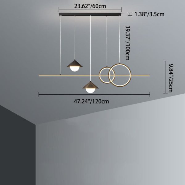 Modern Minimalist Strip Cone Circle Iron Acrylic LED Chandeliers Island Light For Dining Room - Image 7