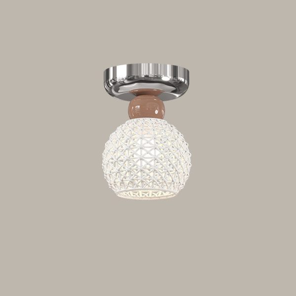 Modern Cream Round Lace Iron Ceramic 1-Light Semi-Flush Mount Ceiling Light - Image 29