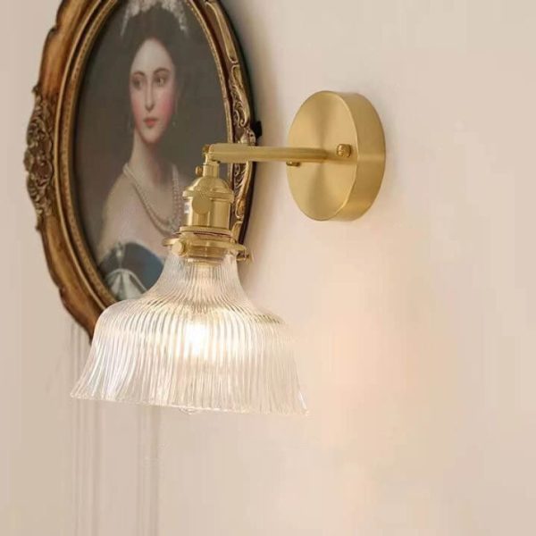 Nordic Modern Minimalist Flower Copper Glass 1-Light Wall Sconce Lamp - Image 5
