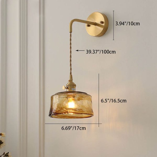 Modern Eclectic Amber Glass Geometric Jar 1-Light Wall Sconce Lamp For Living Room - Image 9