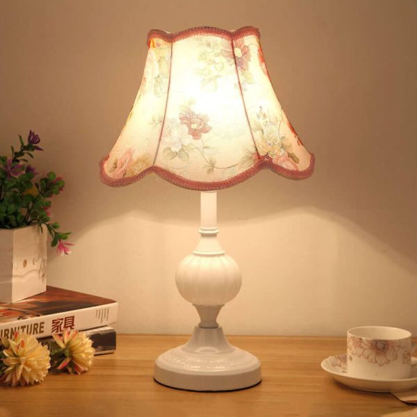 Nordic Vintage Floral Glass Fabric 1-Light Table Lamp - Image 3