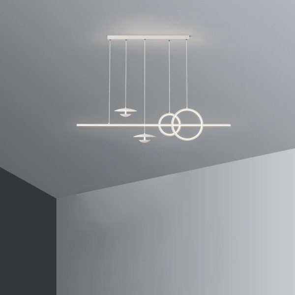 Modern Minimalist Strip Cone Circle Iron Acrylic LED Chandeliers Island Light For Dining Room - Image 24