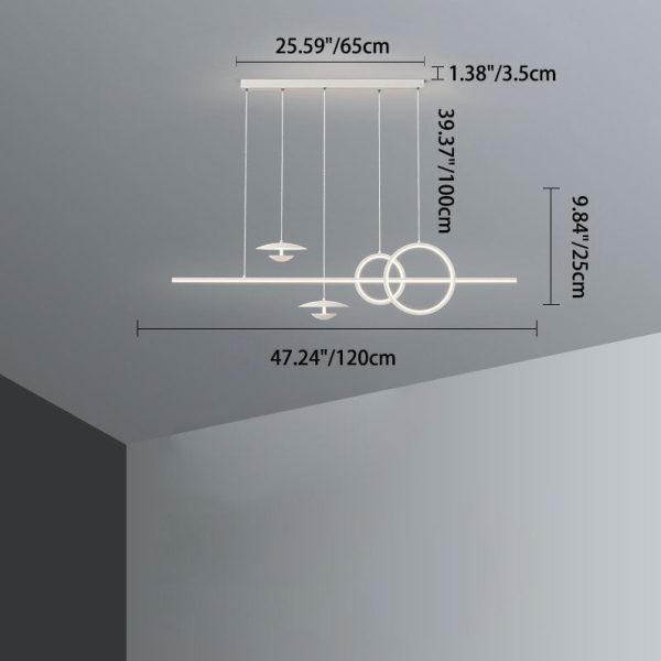 Modern Minimalist Strip Cone Circle Iron Acrylic LED Chandeliers Island Light For Dining Room - Image 8