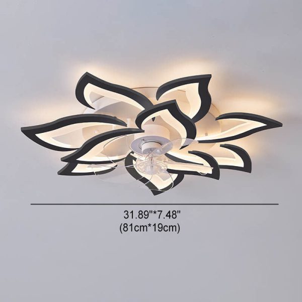 Scandinavian Modern Luxury Flower Iron Acrylic Plastic LED Flush Mount Ceiling Fan Light - Image 6