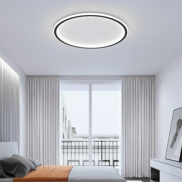 Round Black Framed Industrial Flush Mount Kitchen Lighting Dining Room Lighting Bedroom Ceiling Lights - Image 4