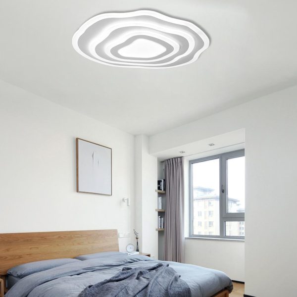 Modern Industrial Rippled White Flush Mount Ceiling Light for Bedroom - Image 2