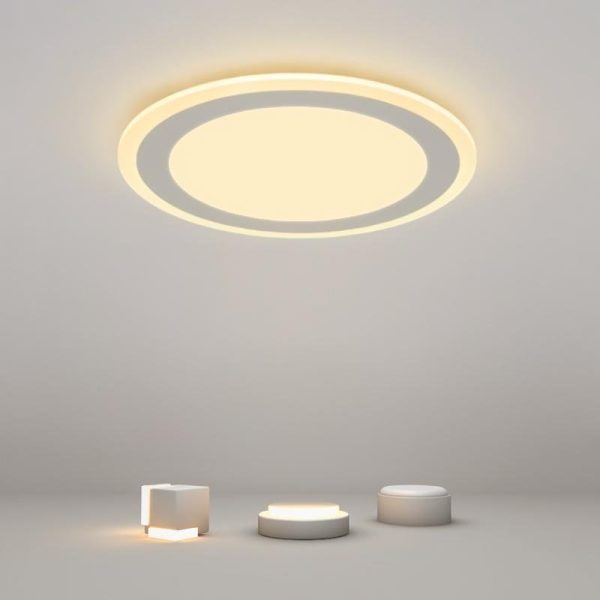 Modern Round Industrial Flush Mount White Ceiling Light for Bedroom - Image 3