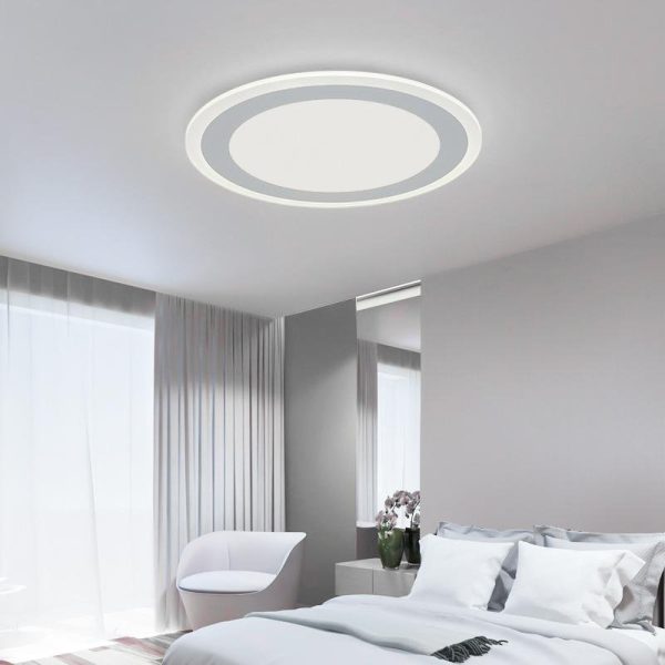 Modern Round Industrial Flush Mount White Ceiling Light for Bedroom - Image 4