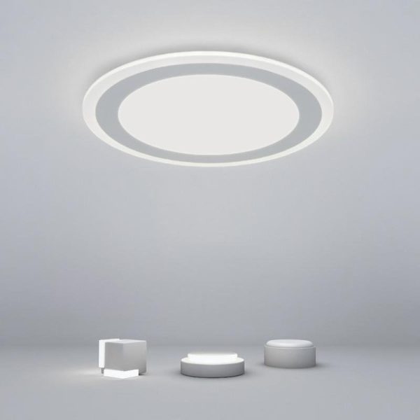 Modern Round Industrial Flush Mount White Ceiling Light for Bedroom - Image 2