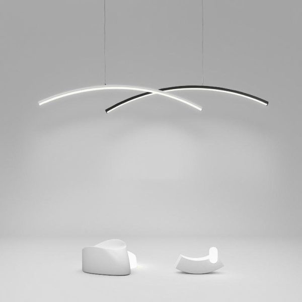 2 Piece Set Arc-Shaped Aluminum Acrylic Pendant Lighting LED Ceiling Lights - Image 4