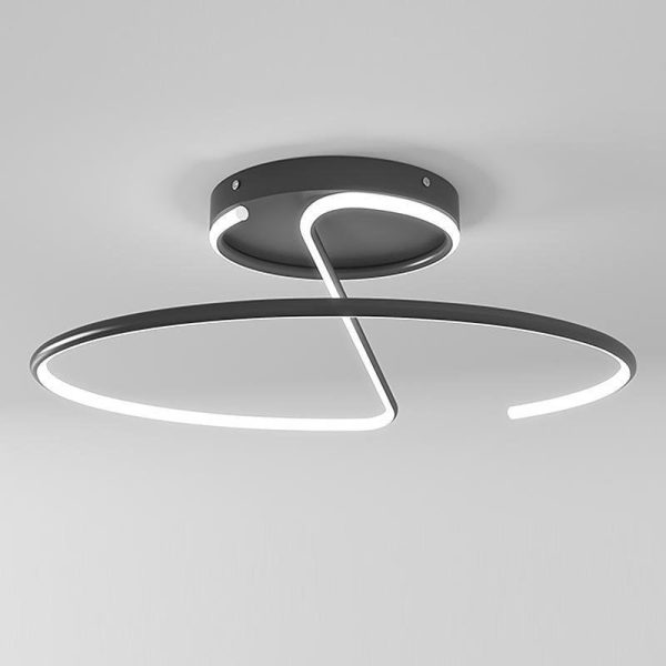 16 inch Sleek Wire-inspired Circular Modern LED Semi Flush Mount Ceiling Light - Image 6