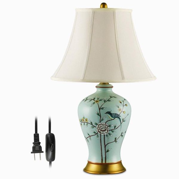 23 inch Oriental Vivid Branches and Birds Porcelain Table Lamp - Image 5