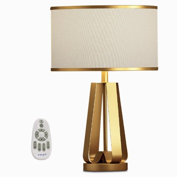 22 inch 1-Light Golden Faux Silk and Brass Geometric Table Lamp - Image 12