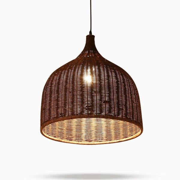 25'' Rustic Bell Shaped Rattan Pendant Light - Image 10