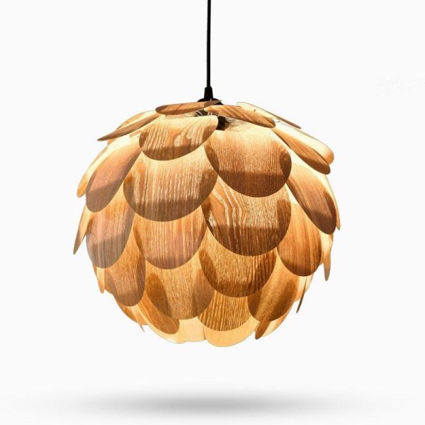15'' Rustic Pineapple Shaped Wood Pendant Light - Image 9